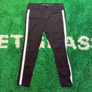 INC International Concepts Black Skinny Leg Jeans with White Side Stripe Women